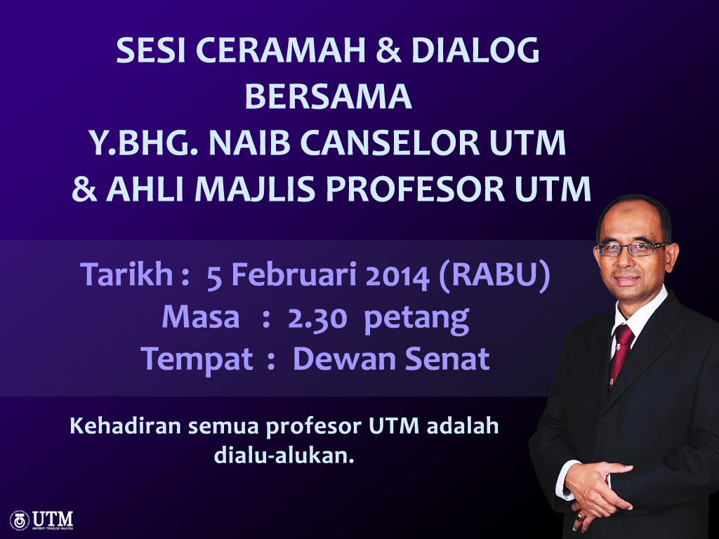 SESI CERAMAH DAN DIALOG Y.BHG. NAIB CANSELOR, BERSAMA AHLI MAJLIS PROFESOR