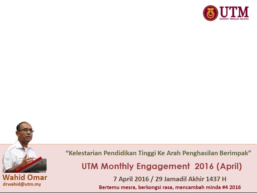 UTM MONTHLY ENGAGEMENT APRIL 2016